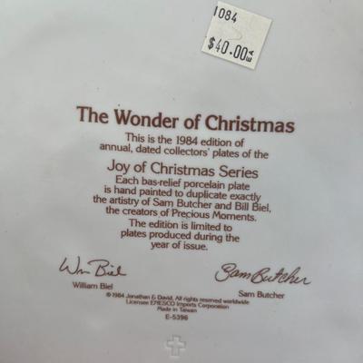 Precious Moments Christmas Plate "The Wonder Of Christmas"  E- 5396