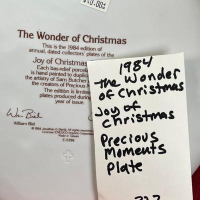Precious Moments Christmas Plate "The Wonder Of Christmas"  E- 5396