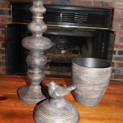 Large candlestick and decorative jar