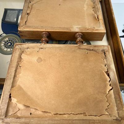 Antique Car lot Homco cast iron wall hanging tiles and  2 framed prints