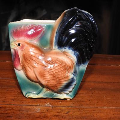 Vintage royal Copeley rooster planter vase
