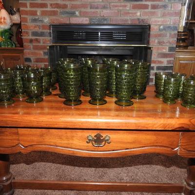 Vintage Indiana Whitehall colony avocado green glassware