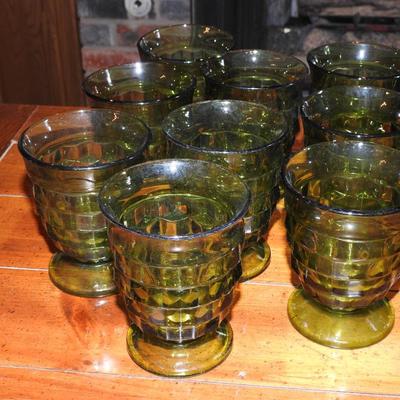 Vintage Indiana Whitehall colony avocado green glassware