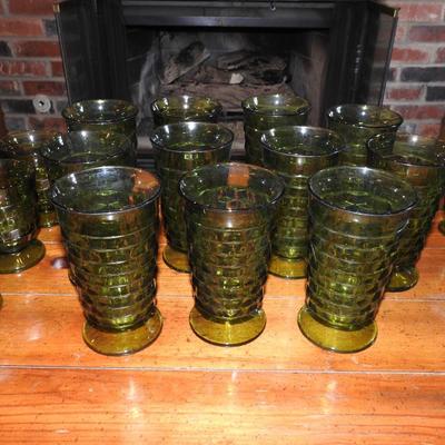 Vintage Indiana Whitehall colony avocado green glassware