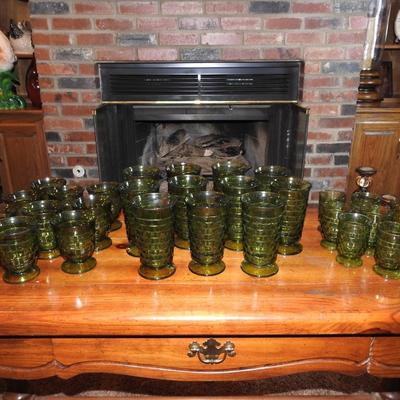Vintage Indiana Whitehall colony avocado green glassware