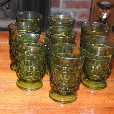 Vintage Indiana Whitehall colony avocado green glassware
