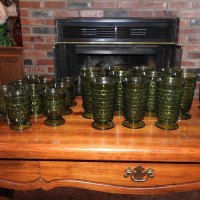 Vintage Indiana Whitehall colony avocado green glassware