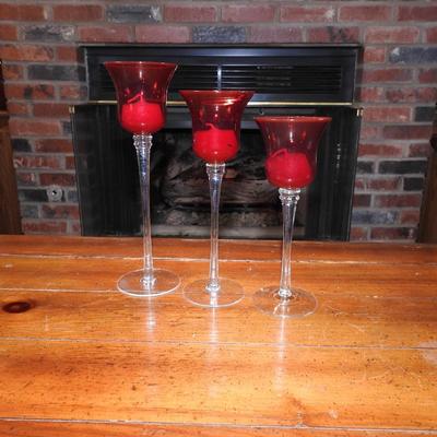 Cranberry candlesticks