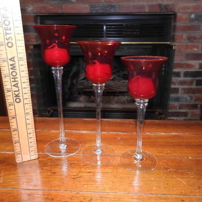 Cranberry candlesticks
