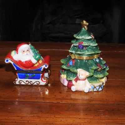Pair of Christmas lidded boxes