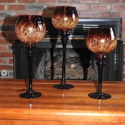 Chocolate mercury glass crackled hurricanes