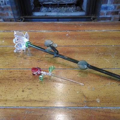 Hand blown glass roses