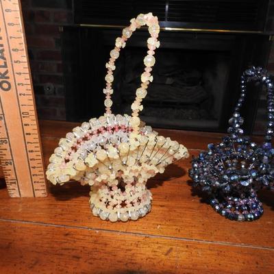 Pair of mini beaded baskets