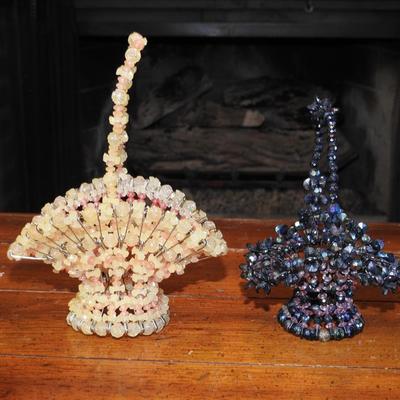 Pair of mini beaded baskets