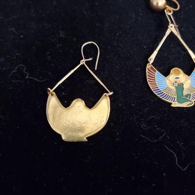 Stunning Winged Goddess Enamel Necklace and Earrings