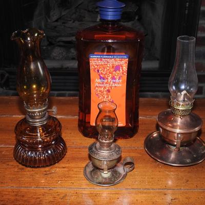 Collection of vintage oil lamps