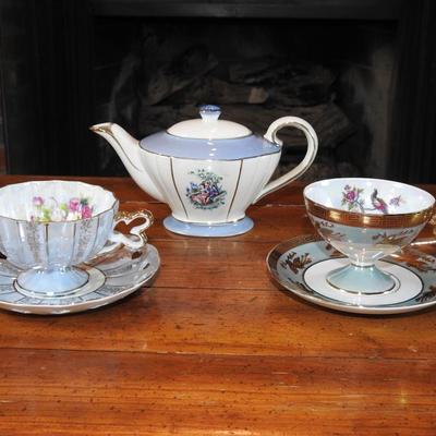 Collection of teacups and a teapot