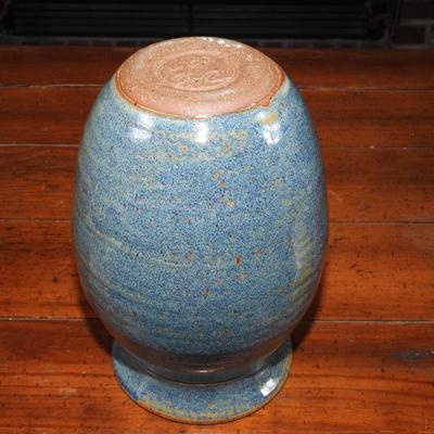 Pottery vase and wood carved Cardinals