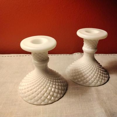 Fenton Milk Glass Candlestick Holders