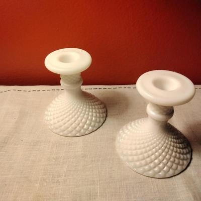 Fenton Milk Glass Candlestick Holders
