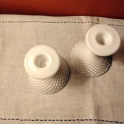Fenton Milk Glass Candlestick Holders