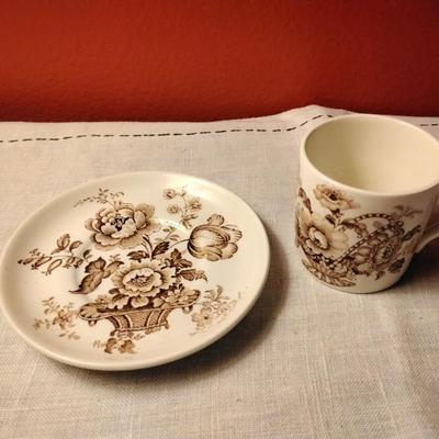 Vintage Demitasse Cup and Saucer Charlotte Royal Crownford Ironstone England Circa 1910