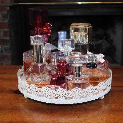Tray full of perfume