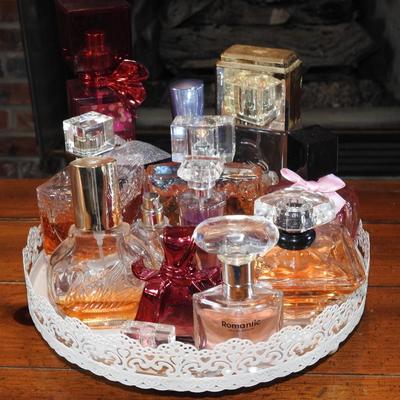 Tray full of perfume
