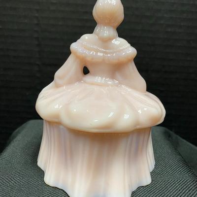 Vintage Mosser Glass Colonial Lady Powder Jar - Soft pink color