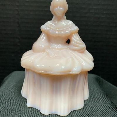 Vintage Mosser Glass Colonial Lady Powder Jar - Soft pink color