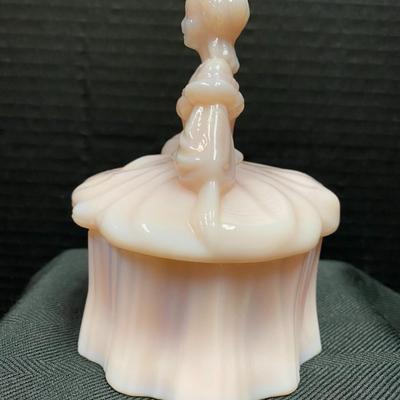 Vintage Mosser Glass Colonial Lady Powder Jar - Soft pink color