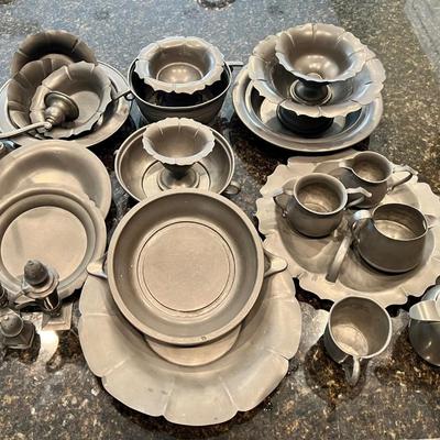 Old Colonial Pewter Collection and Plates