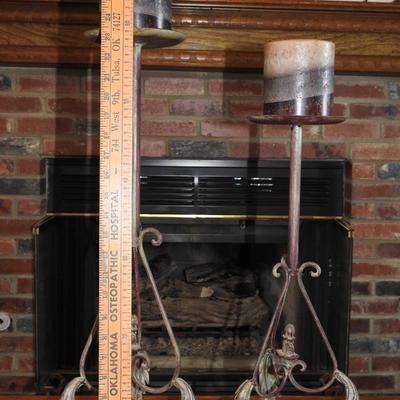 Metal candle stick holders and candles