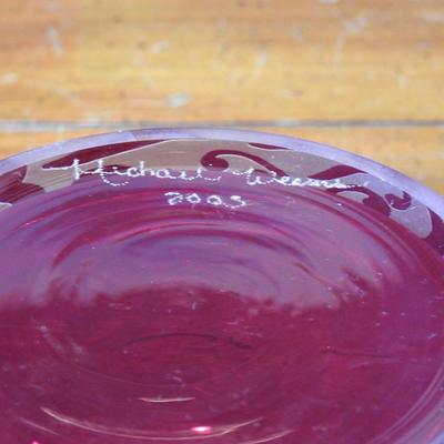 Beautiful cranberry glass lidded jar