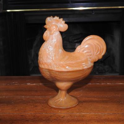 Glass chicken candy dish