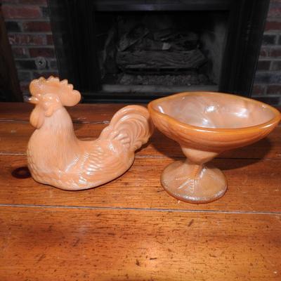 Glass chicken candy dish