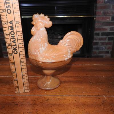 Glass chicken candy dish
