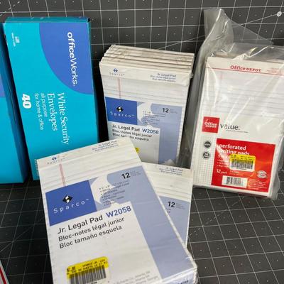 Large Lot of: Legal pads, Steno Pad and Envelopes