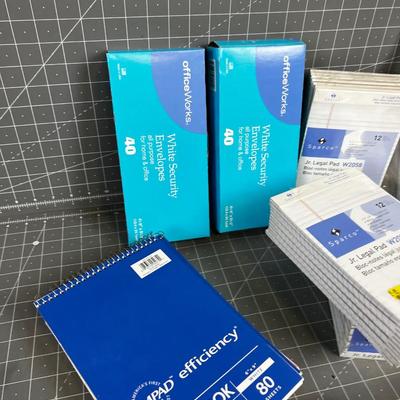 Large Lot of: Legal pads, Steno Pad and Envelopes