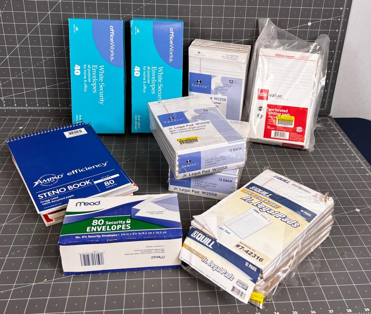 Large Lot of Legal pads, Steno Pad and Envelopes