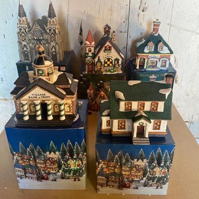 Porcelain Christmas village houses