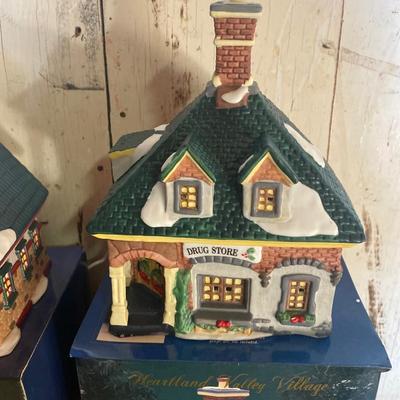 Porcelain Christmas village houses