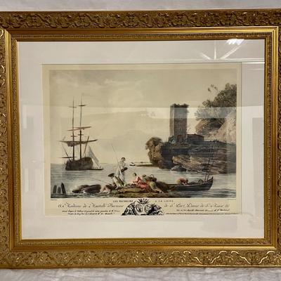 INV #128: Les Pecheurs A La Ligne french lithograph, H 13" x W 17"