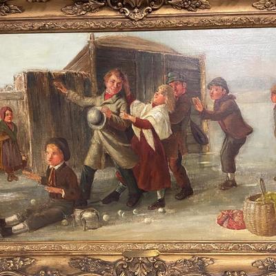 INV #159: Antique William Underhill oil painting of children, C. 1880, H 19