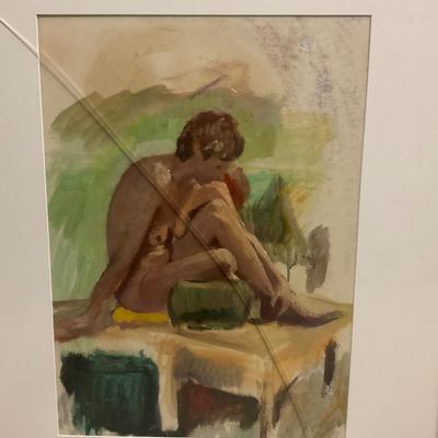 INV #13: After Raphael Soyer, "Nude Seated Woman", Pastel, H 21" x W 15"