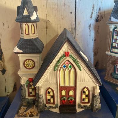 Porcelain Christmas village houses