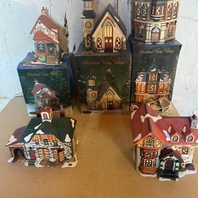 Porcelain Christmas village houses
