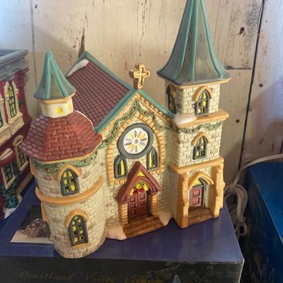 Porcelain Christmas village houses
