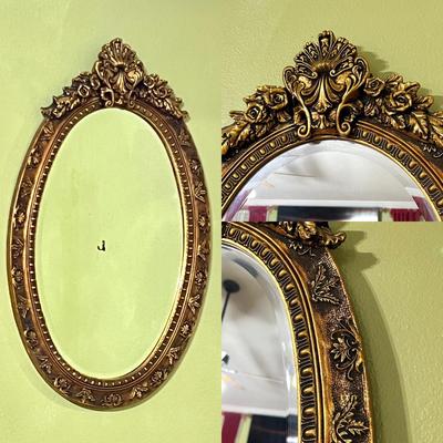 Gold Gilded Beveled Oval Mirror