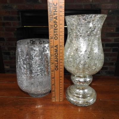 Crackle glass candle holder and vase